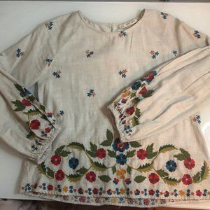 Zara Flower Embroidered Blouse